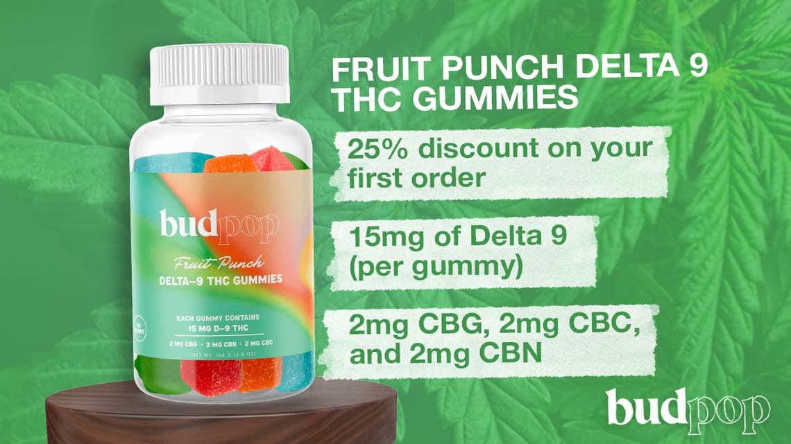 Fruit Punch Delta 9 THC Gummies (Budpop)